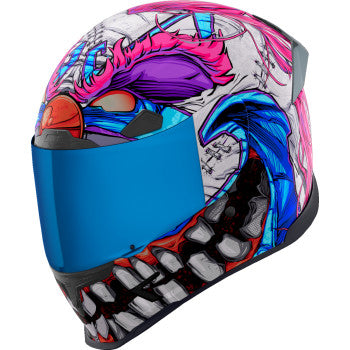 Pink ICON Airframe Pro™ helmet with Krazy Klown 2 design, large size, featuring bold graphics and a streamlined motocross helmet shape.