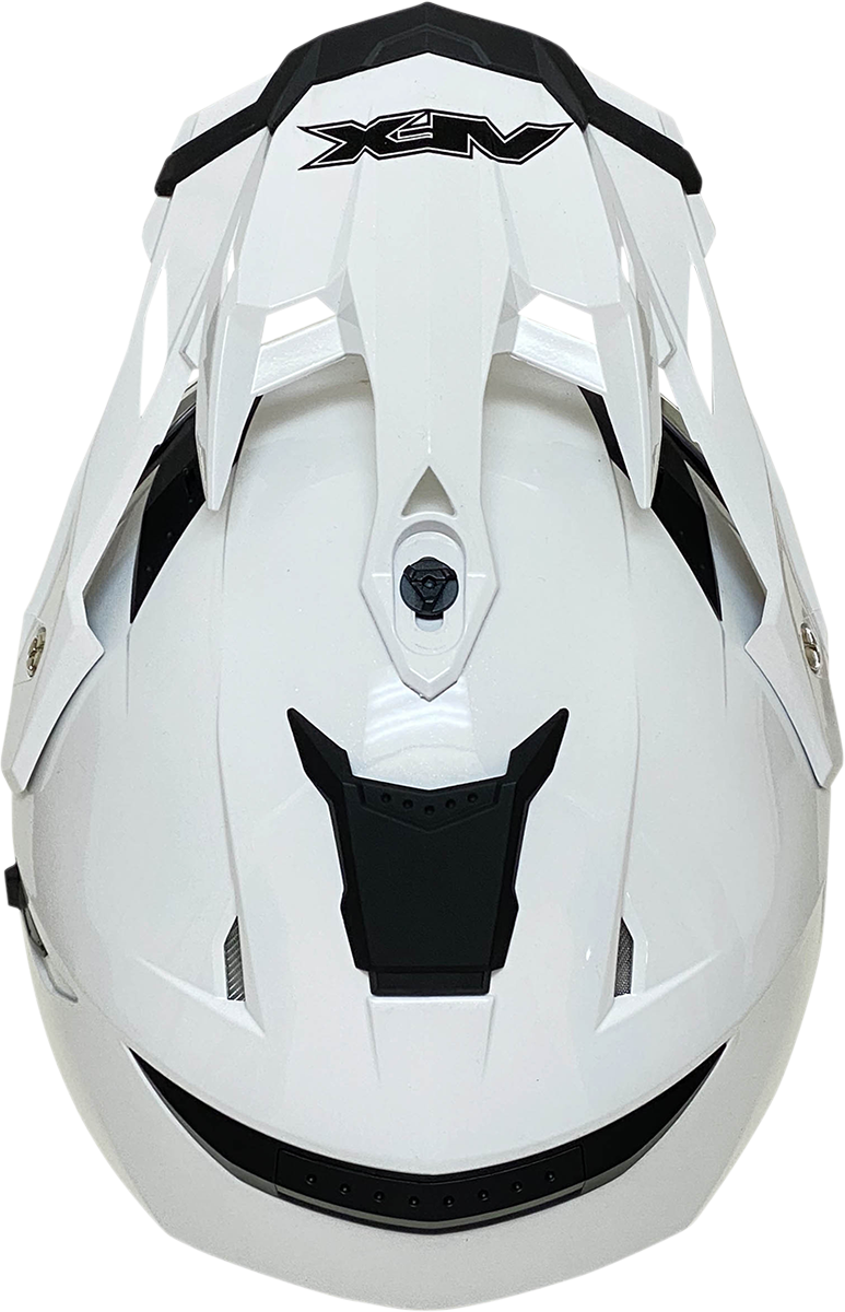Bill's Exhausts AFX FX-41DS helmet in pearl white, medium size with a sleek, aerodynamic design and clear visor.