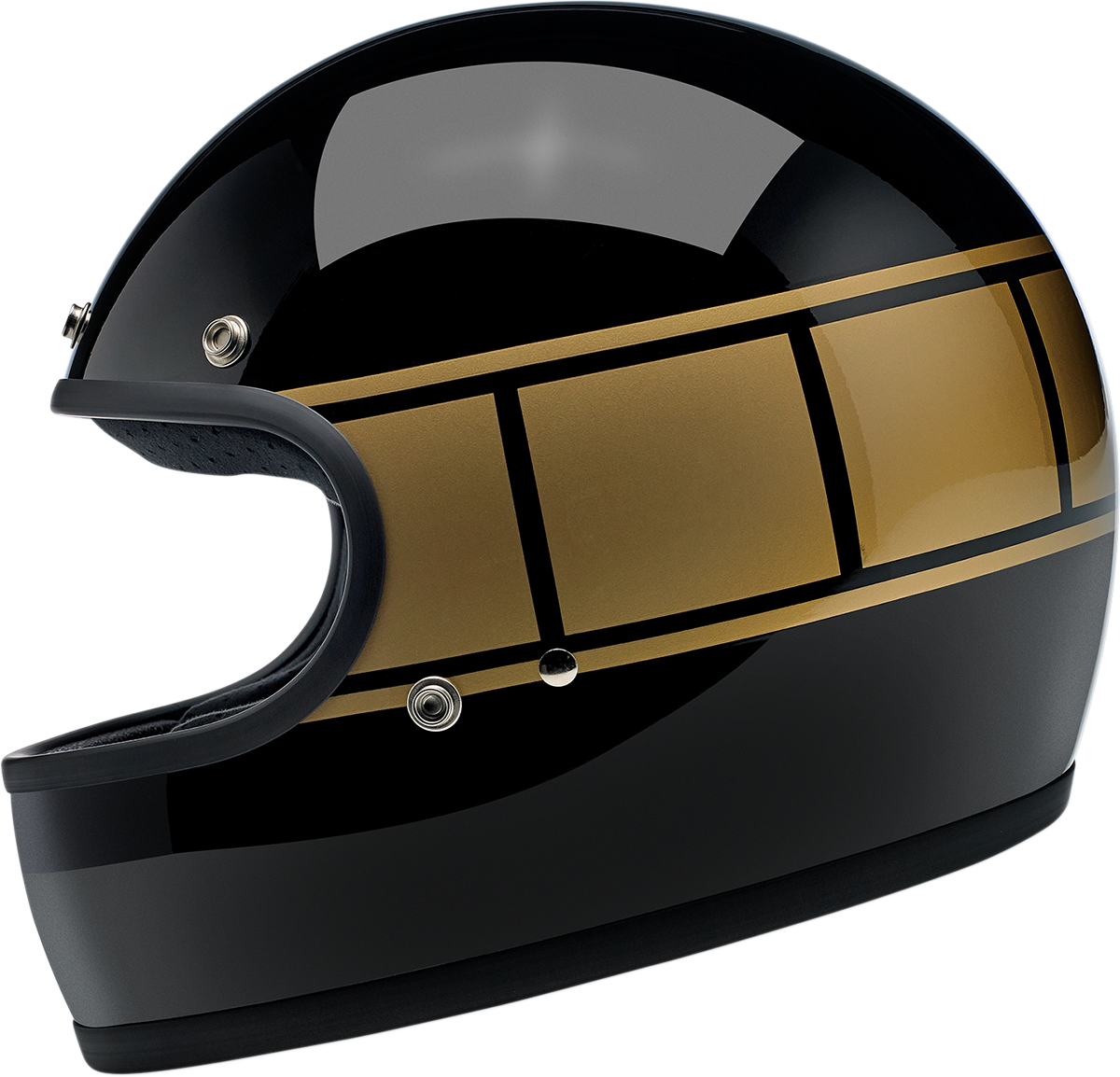 BILTWELL Gringo helmet in glossy black Holeshot design, XS size, featuring a sleek motorcycle helmet with a smooth finish.