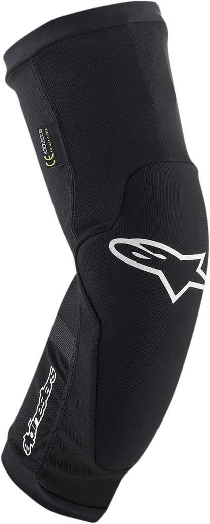 Alpinestars Youth Paragon Plus Knee Guards in black and white, size L/XL, protective gear for young riders.