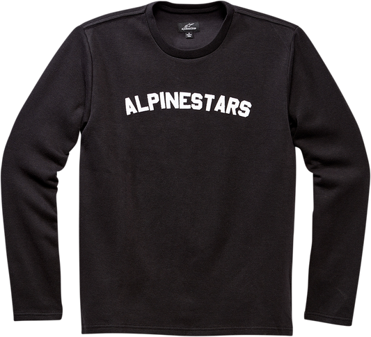 Black ALPINESTARS Duster Premium long-sleeve shirt, medium size, displayed flat with branding details visible.