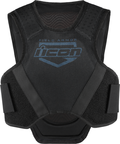 Black ICON Softcore™ vest in XL/2XL from Bill's Exhausts, showing the front view with smooth fabric and subtle branding details.
