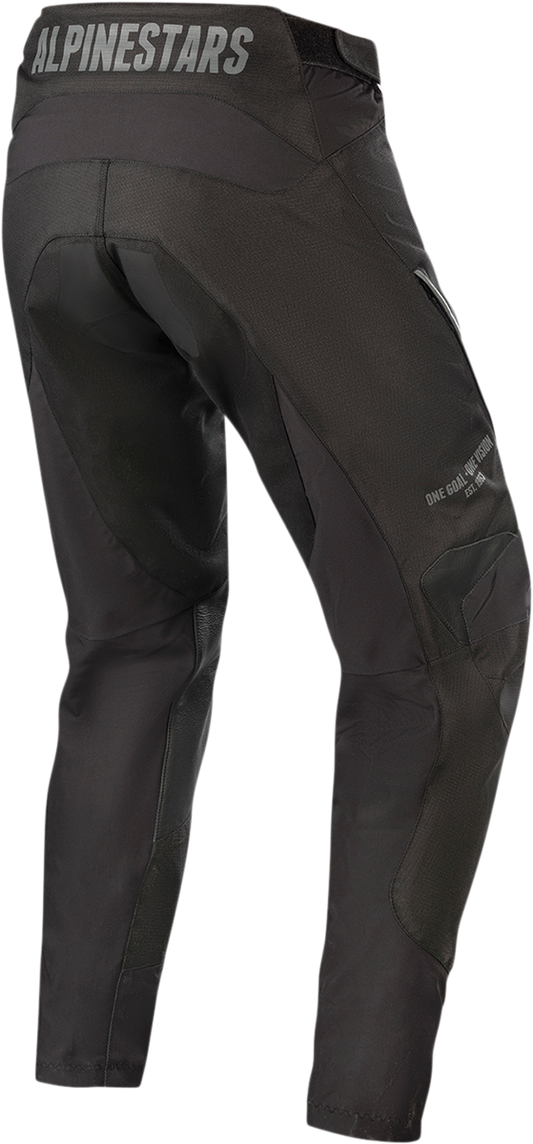 Alpinestars Venture-R black motorcycle riding pants with reinforced knees and adjustable waist, size US 34/EU 50.