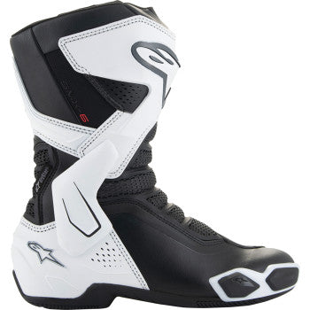 Alpinestars Stella SMX-6 V3 Drystar motorcycle boots in black and white, US 3.5/EU 36, featuring protective design and high ankle support.