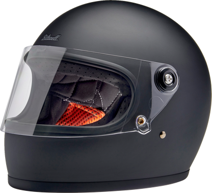 BILTWELL Gringo S helmet in flat black, XS size, featuring a sleek, aerodynamic motorcycle helmet design with matte finish.