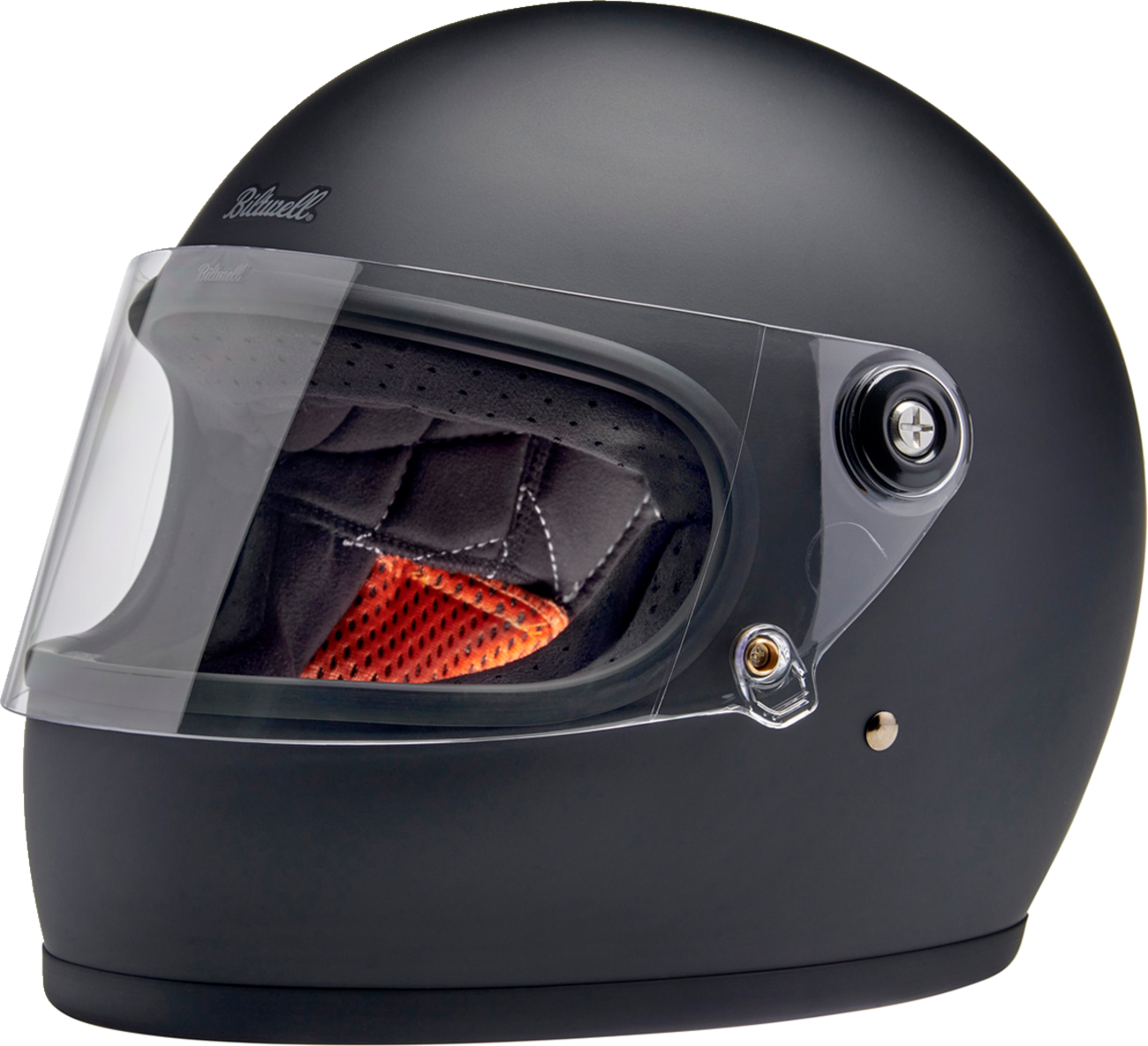 BILTWELL Gringo S helmet in flat black, large size, with smooth aerodynamic design and matte finish, suited for motorcycle riding.