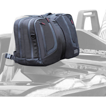 Black SHOW CHROME Zero G Travel Bag by Bill's Exhausts with adjustable straps and spacious interior for convenient travel storage.