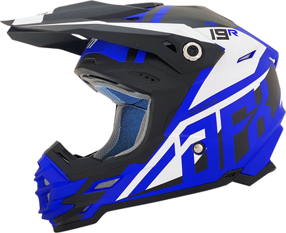 Bill's Exhausts AFX FX-19R racing helmet in matte blue, small size, with aerodynamic design and clear visor.