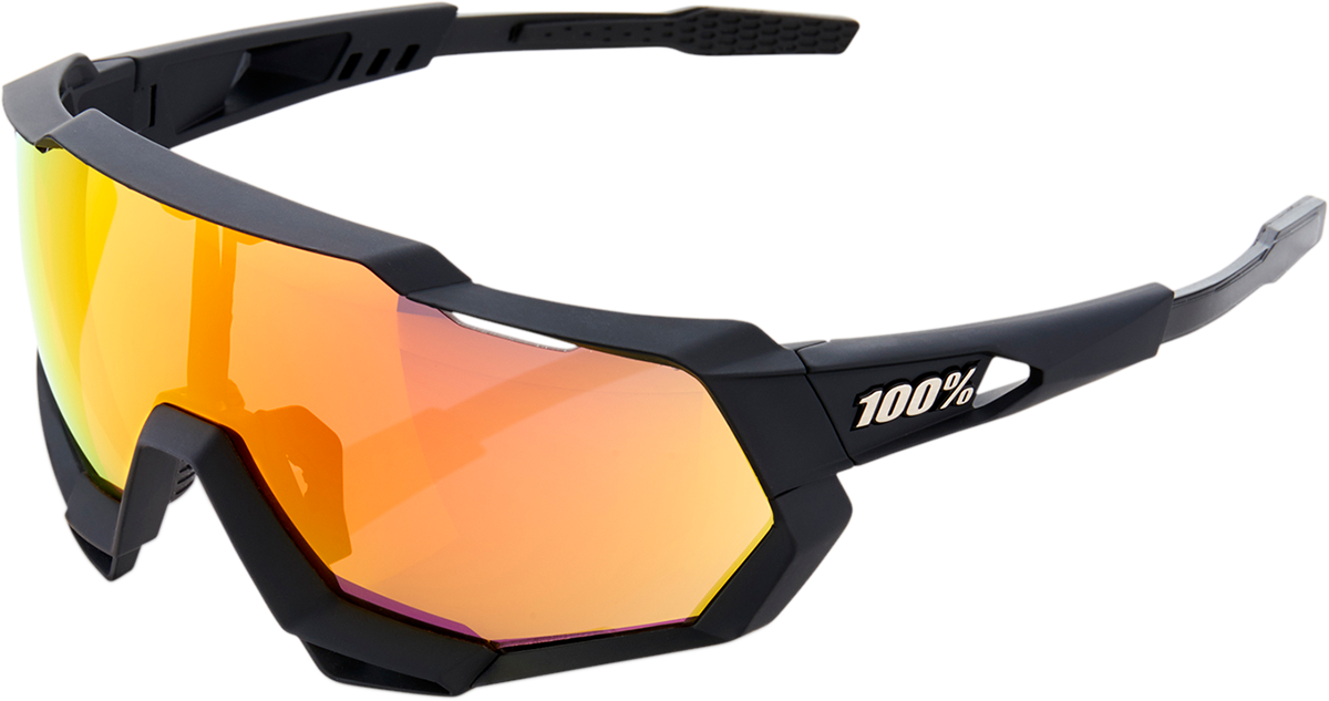 100% Speedtrap Sunglasses - Black - Red 60012-00004 - Howling Moto