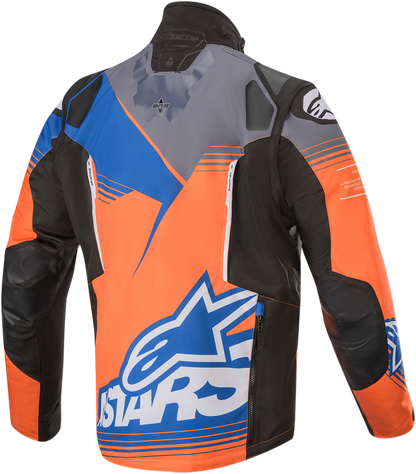 Alpinestars Venture Jacket in orange, gray, and blue, small size, featuring a sporty design and multiple pockets.