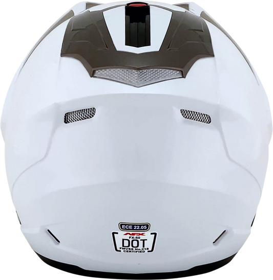 Pearl white AFX FX-50 helmet by Bill's Exhausts, XS size, showing smooth aerodynamic shell with vent details.