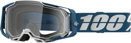 Bill's Exhausts Armega Goggles in clear with adjustable strap, designed for eye protection and clear vision.