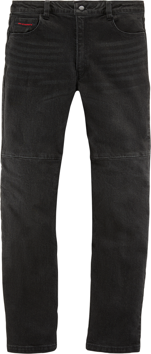 Black ICON Uparmor™ jeans by Bill's Exhausts, size 32, with classic denim look and tailored fit, visible front view.