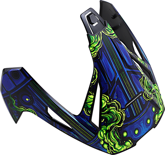 Blue ICON Variant Pro™ Visor for helmet, Willy Pete design, part of Bill's Exhausts helmet accessories collection.