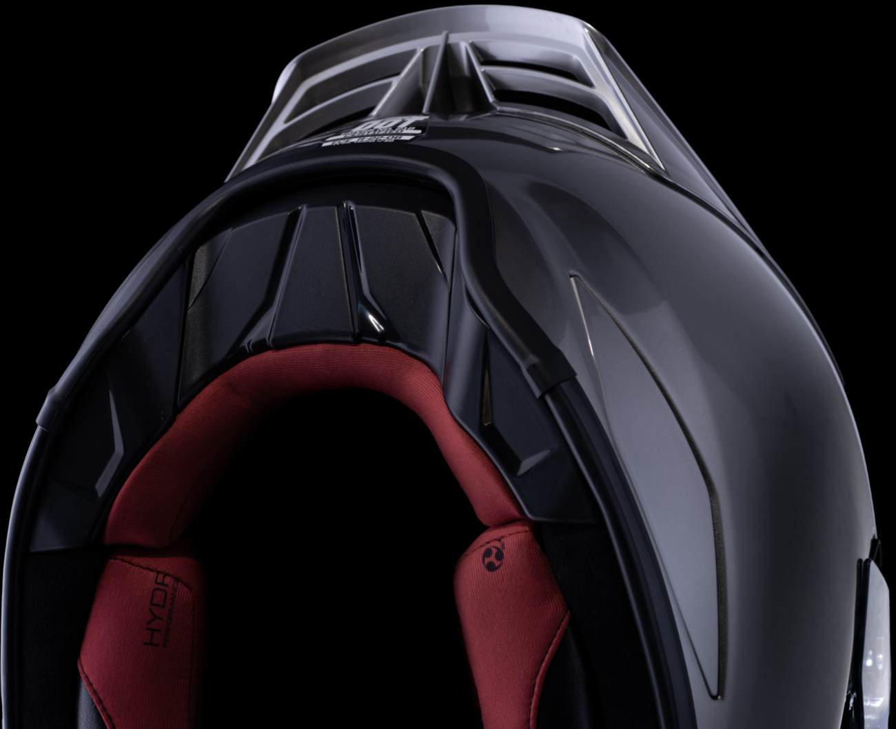 ICON Domain™ Helmet Cornelius in silver, large size, with sleek helmet design and detailed graphics, by Bill's Exhausts.