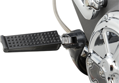 Black BILTWELL Sanderson footpegs from Bill's Exhausts, showcasing durable body parts for motorcycle customization.