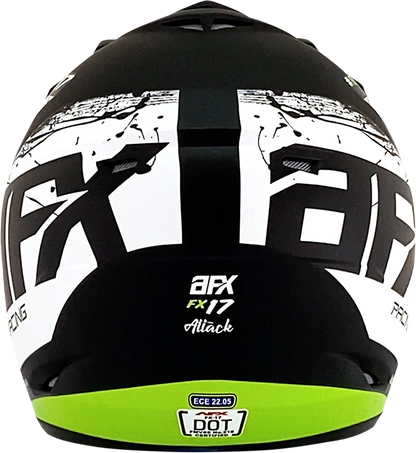 Bill's Exhausts AFX FX-17Y Attack helmet in matte black and green, small size, featuring aerodynamic design and ventilation vents.