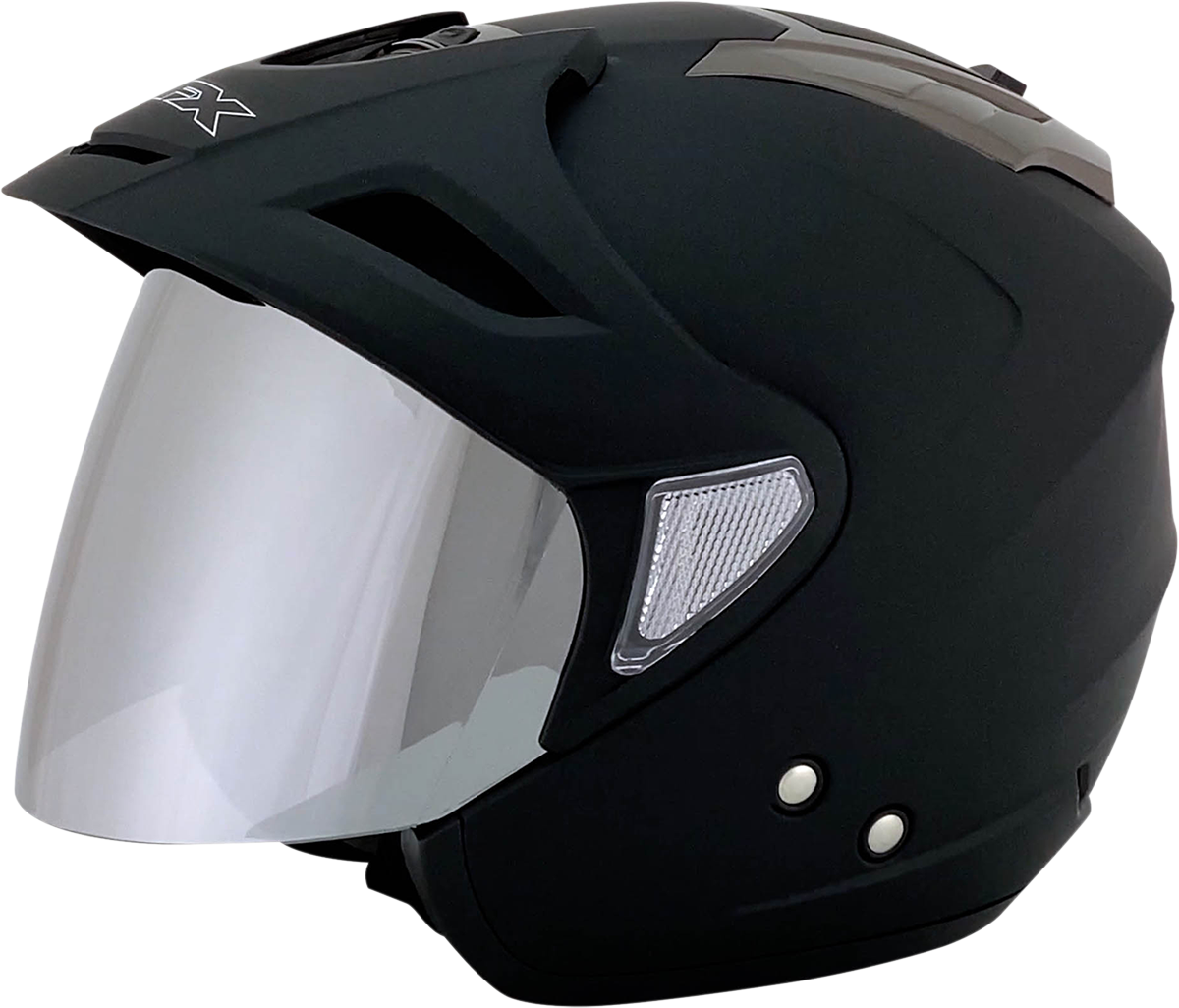 Silver Mirror AFX FX-50 Shield outer protective gear for motorcycle helmets, designed by Bill's Exhausts.