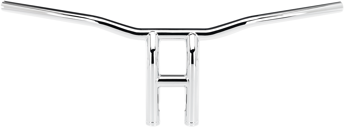 Chrome BILT WELL Tyson XL pullback motorcycle handlebars, 10-inch handlebar with sleek design for custom bike builds.