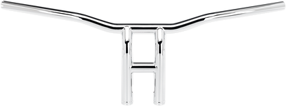 Chrome BILT WELL Tyson XL pullback motorcycle handlebars, 10-inch handlebar with sleek design for custom bike builds.