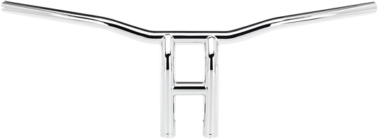 Chrome BILT WELL Tyson XL pullback motorcycle handlebars, 10-inch handlebar with sleek design for custom bike builds.