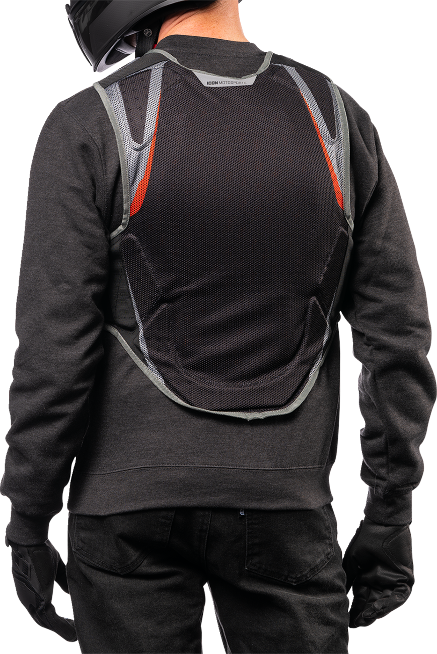Bill's Exhausts ICON Softcore™ Megabolt Black vest in medium/large size, showing its sleek black design and durable fabric.