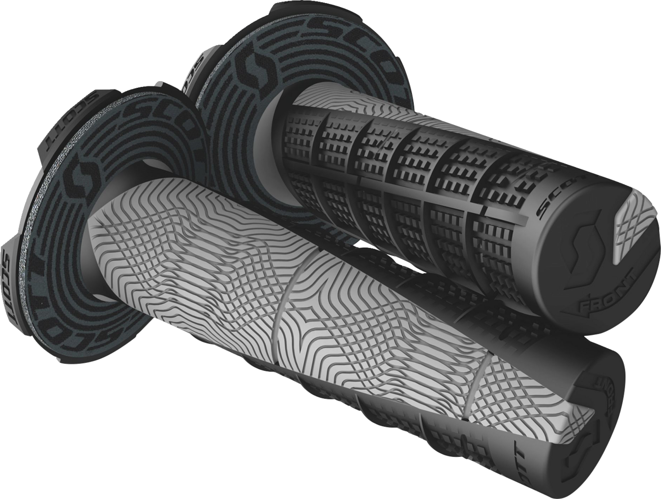 Scott Deuce grips in black and gray for engine applications, designed for durability and secure handling.
