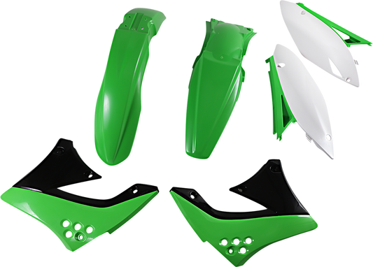 Acerbis OEM standard replacement body kit for motorcycles, featuring various body panels and components in black.