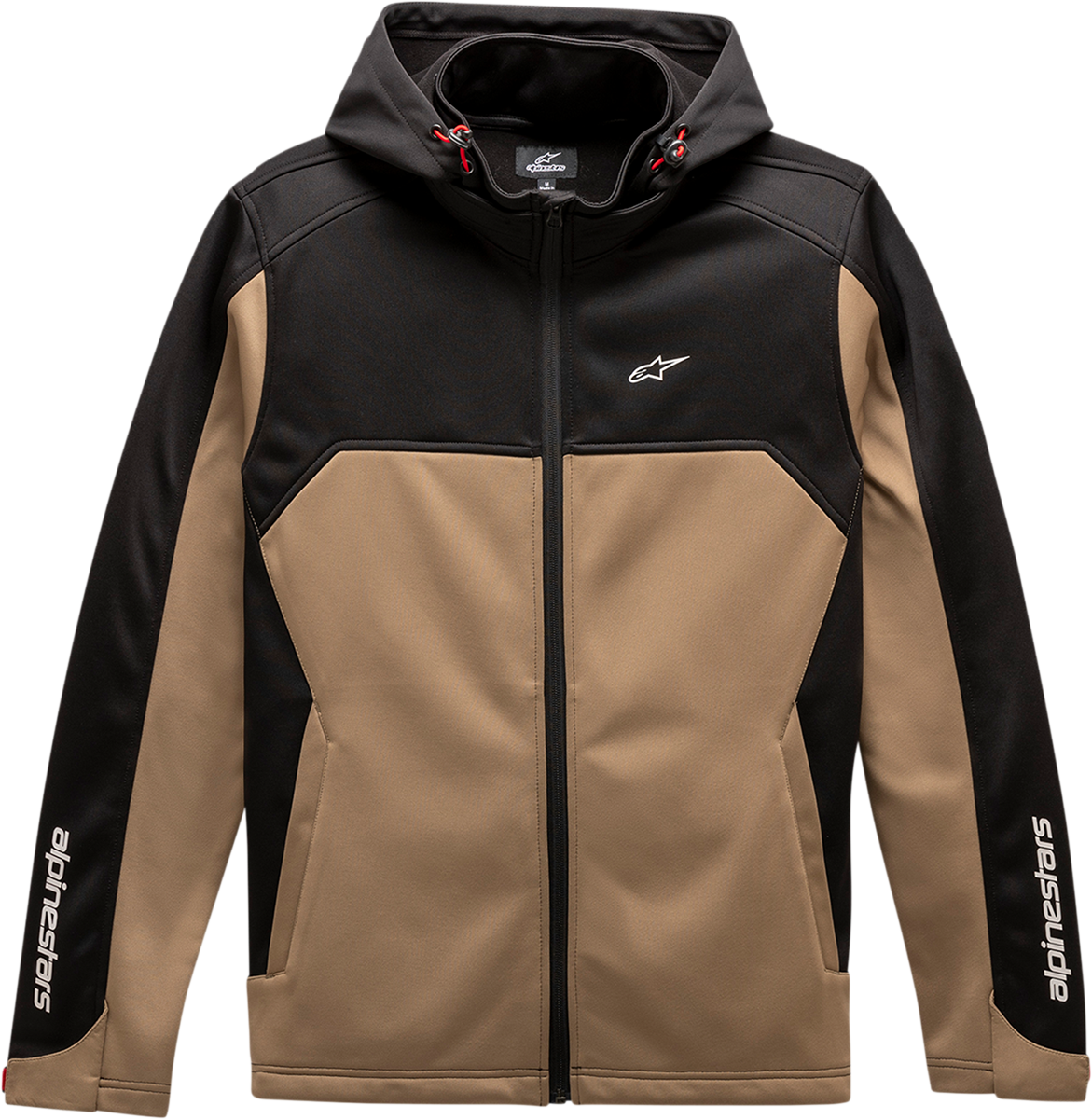 Alpinestars Strat X jacket in sand and black, XL size, featuring a sleek motorcycle jacket design with protective details.
