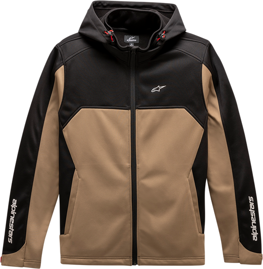 Alpinestars Strat X jacket in sand and black, XL size, featuring a sleek motorcycle jacket design with protective details.