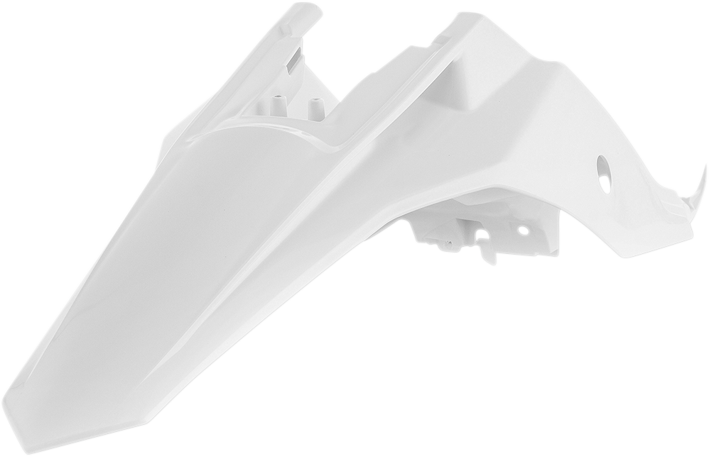 Acerbis white rear fender motorcycle body part with mounting points, designed for off-road or dirt bikes.