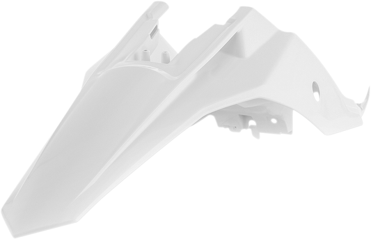 Acerbis white rear fender motorcycle body part with mounting points, designed for off-road or dirt bikes.