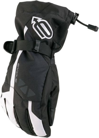 ARCTIVA Women's Pivot Gloves in black and white, size XL, featuring padded palms and adjustable wrist straps for outdoor activities.