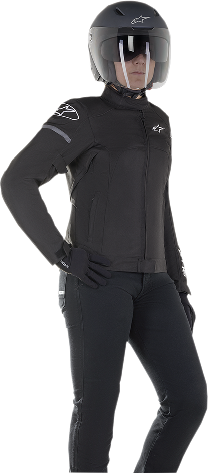 Alpinestars Stella T-SPS black motorcycle jacket in XL, showcasing durable fabric and protective design.