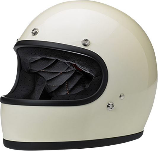 Biltwell Gringo helmet in gloss vintage white, XL size, motorcycle helmet with retro design and smooth finish.