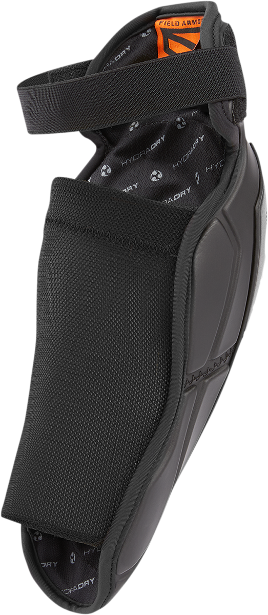 Black ICON Field Armor 3™ Elbows in S/M size, protective motorcycle armor with reinforced padding and rugged design.
