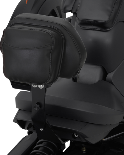 Black Show Chrome quick-detach backrest for Ryker 2019-2021 engine, compatible with Bill's Exhausts.
