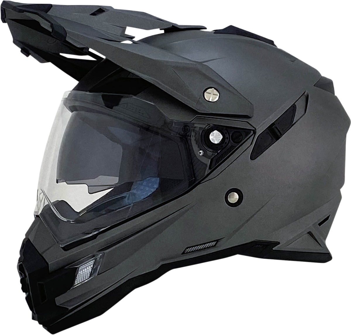 Bill's Exhausts AFX FX-41DS Frost Gray motorcycle helmet, large size, with clear visor and aerodynamic design.