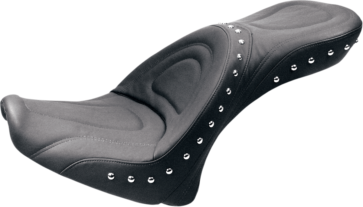 Bill's Exhausts SADDLEMEN Explorer Special Seat for Softail motorcycles, featuring comfortable padding and sleek design