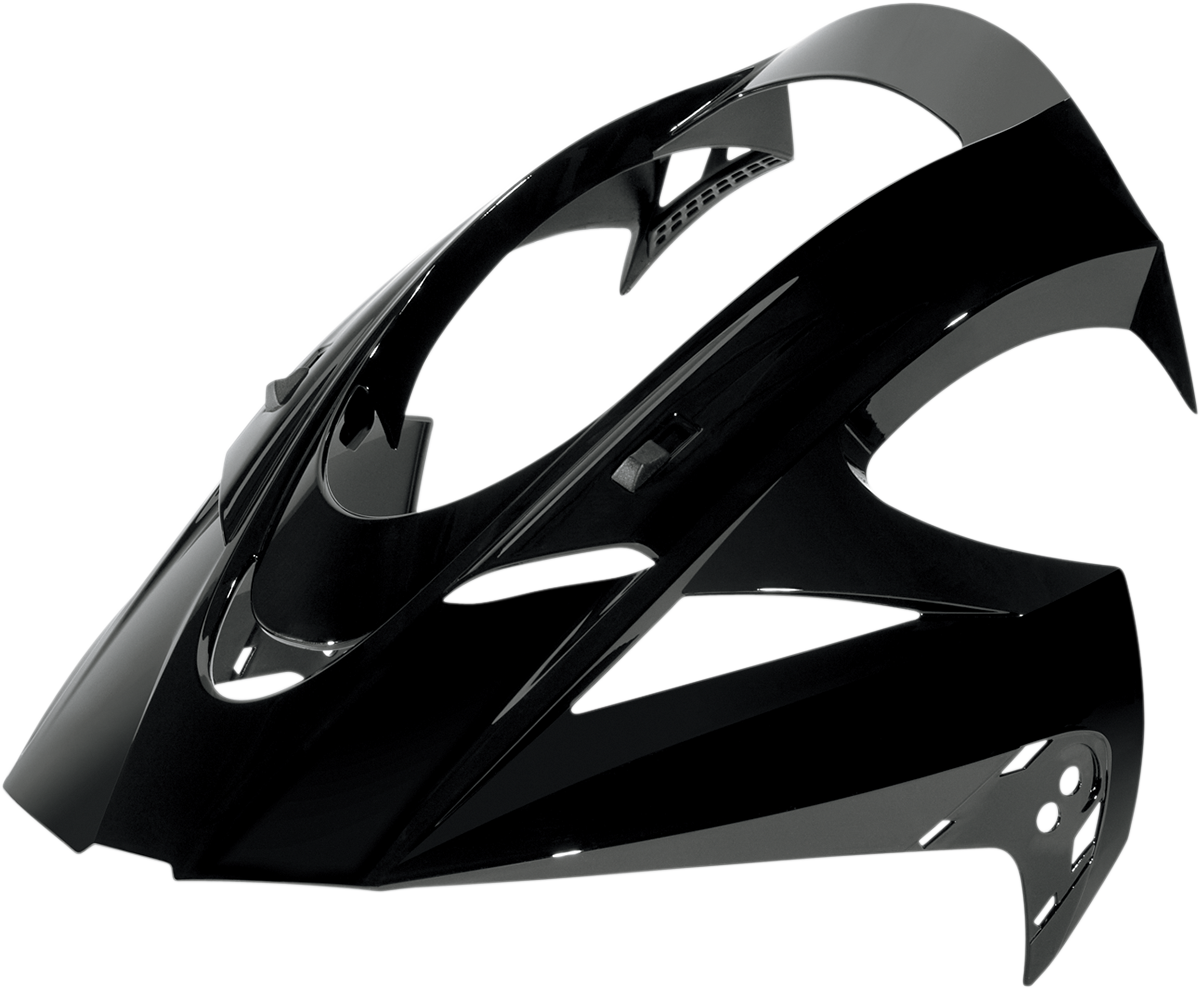 Black ICON Variant™ visor for helmets, shown in a close-up image, designed to fit Bill's Exhausts helmet parts.