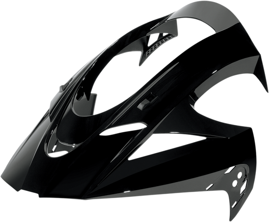 Black ICON Variant™ visor for helmets, shown in a close-up image, designed to fit Bill's Exhausts helmet parts.