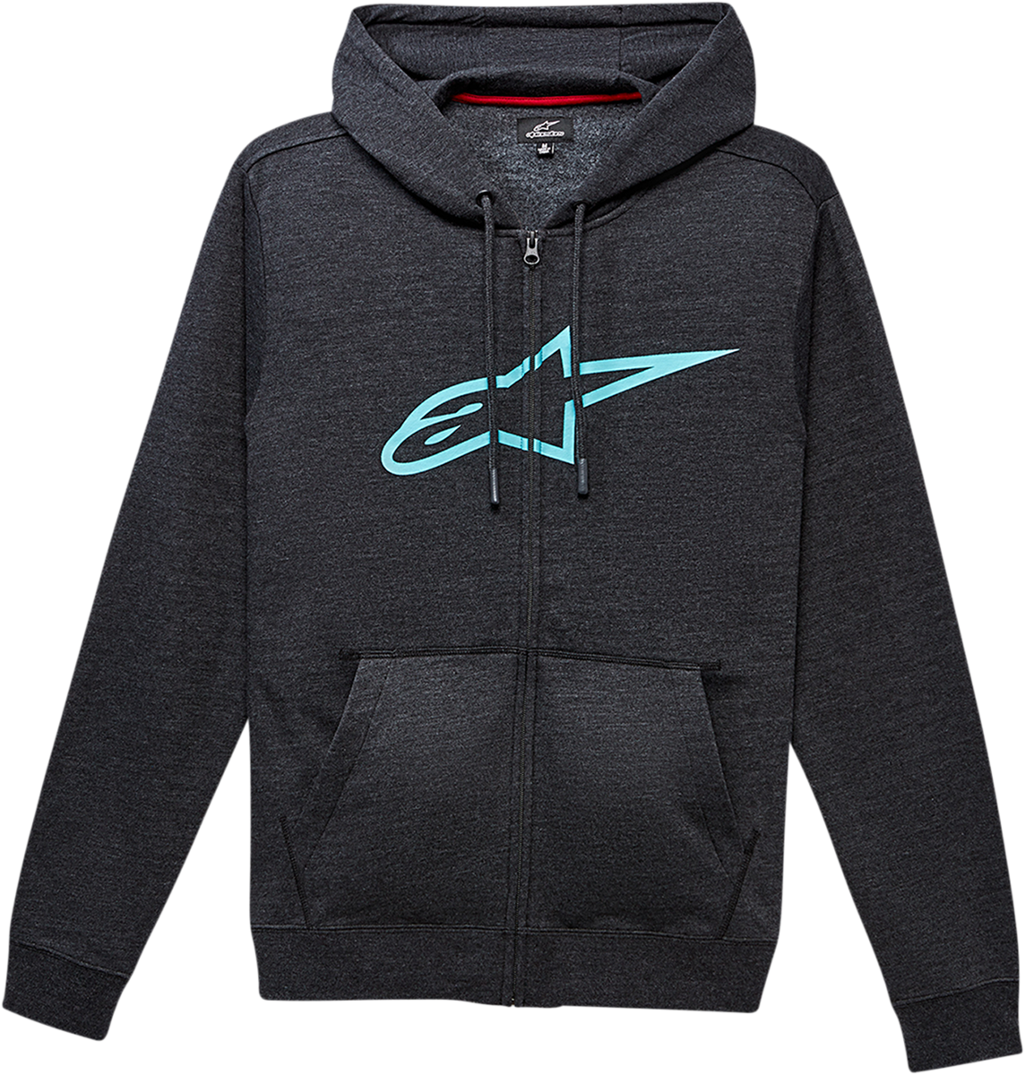 Alpinestars Ageless 2 Zip Hoodie in charcoal and turquoise, 2XL, featuring front zipper and ribbed cuffs.