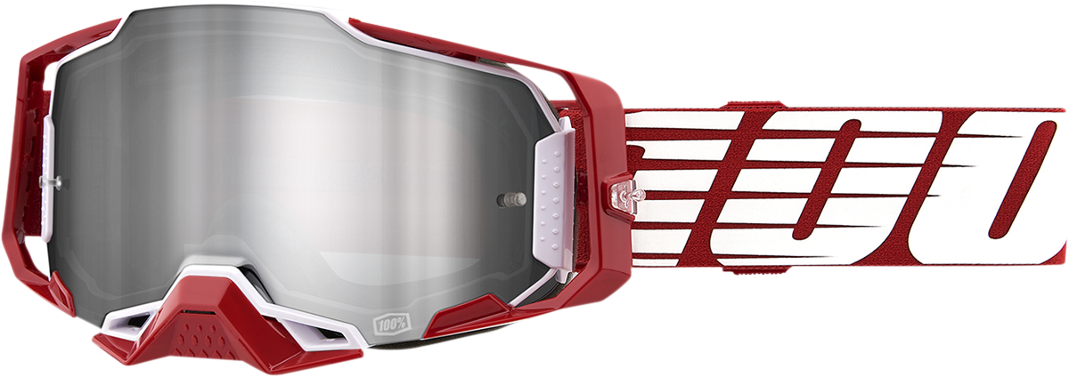 100% Armega Goggles - Oversized Deep Red - Flash Silver 50005-00009 - Howling Moto