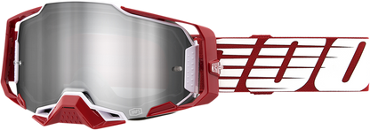 100% Armega Goggles - Oversized Deep Red - Flash Silver 50005-00009 - Howling Moto