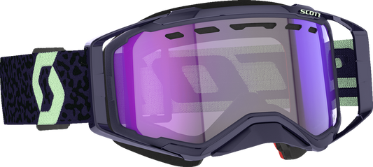Scott Prospect Snow Cross Goggle in dark purple and mint with light-sensitive blue chrome lens, designed for winter sports.