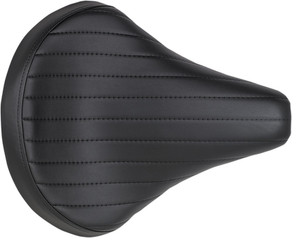 Biltwell Solo 2 motorcycle seat in black with tuck and roll design, featuring a sleek, vintage style for custom bikes.