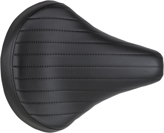 Biltwell Solo 2 motorcycle seat in black with tuck and roll design, featuring a sleek, vintage style for custom bikes.