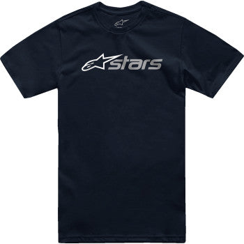 Alpinestars Blaze 2.0 T-Shirt in navy, white, and gray, XL size, with logo and design details visible on the front.