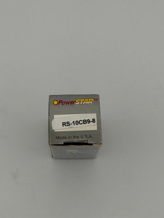 PowerStar RS-10CB9-8 spark plug with metal shell and ceramic insulator, designed for automotive engines.