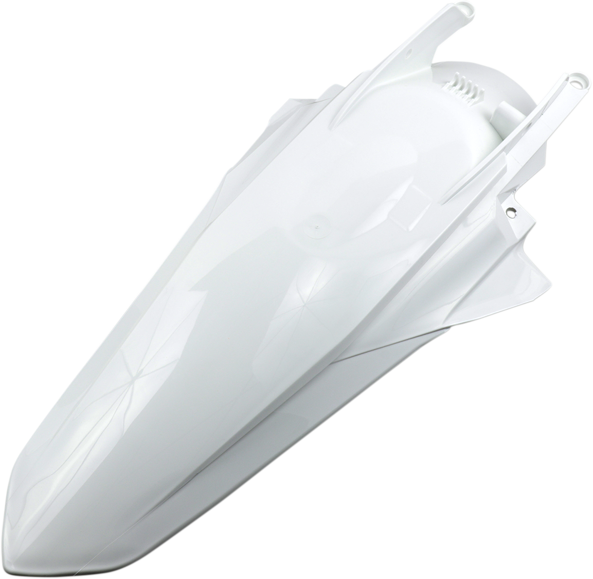 Acerbis white rear fender motorcycle body part with mounting points, designed for off-road or motocross bikes.